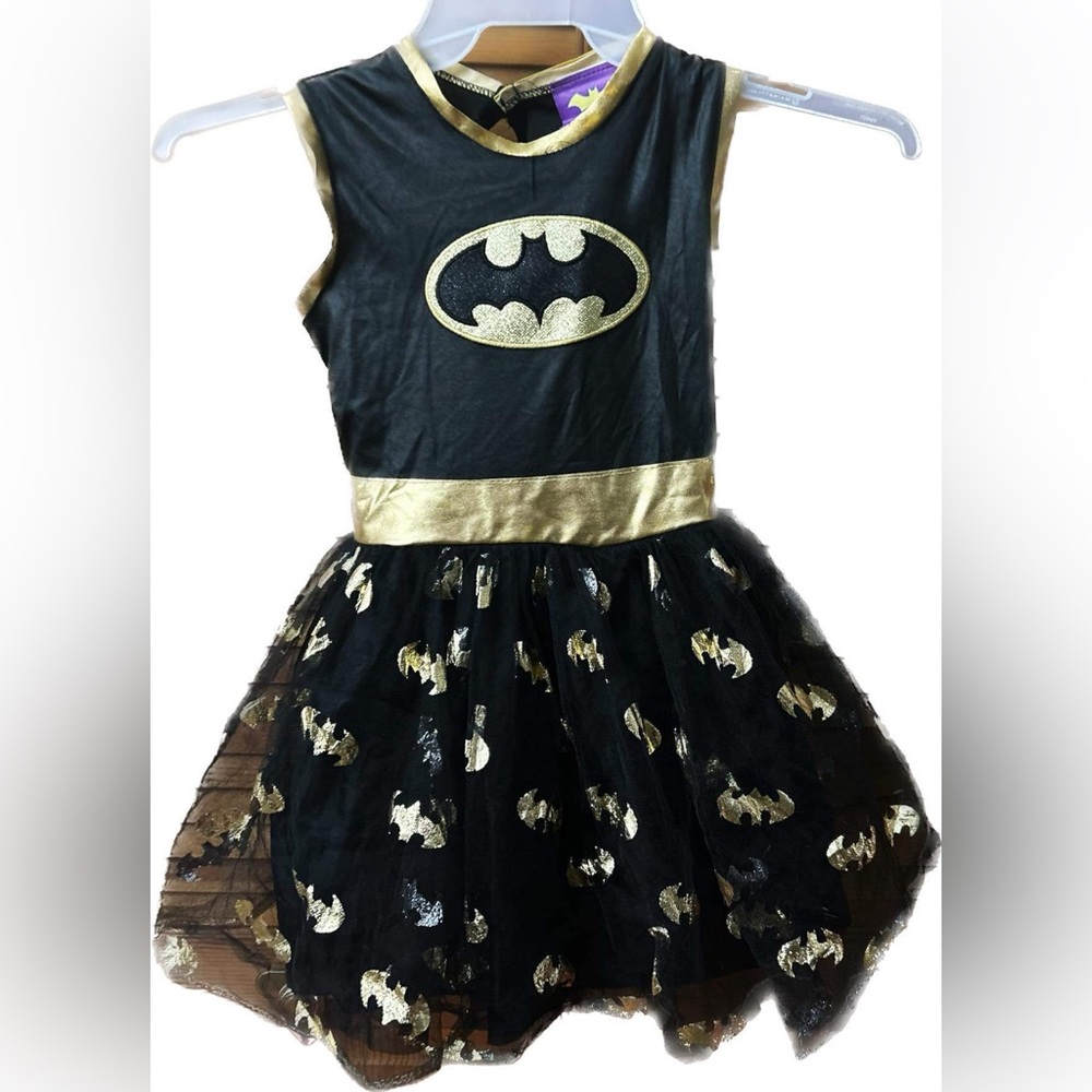 Batgirl Girls Black & Gold Tulle Costume Dress (Size: Medium)